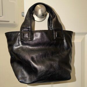 Zara Shiny Black Tote Bag with Strap